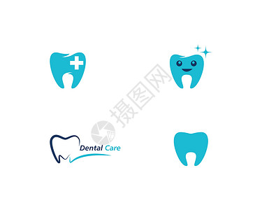 牙科标志模板商业徽标牙医白色美白微笑卫生牙齿医生插图背景图片
