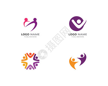 社区社区护理Logo模板团队生活合伙圆圈世界联盟家庭网络领导孩子们背景图片