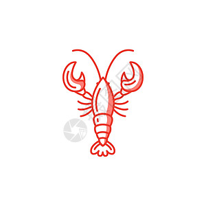 黑壳虾它制作图案虾矢量图标食物海虾美味动物对虾标识元素餐厅小吃美食插画