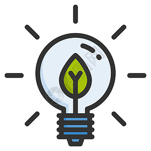 图标电生态灯图标设计大纲样式活力力量插图节能灯植物回收照明电气灯泡环境插画