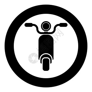 轻便摩托车摩托车电动自行车图标圆圈黑色矢量插图实体轮廓样式图像圆形机动性摩托旅行车辆速度服务送货运输背景图片