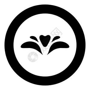 圆圈中的花图标圆形黑色矢量插图实心轮廓样式图像艺术花瓣花店植物学背景图片