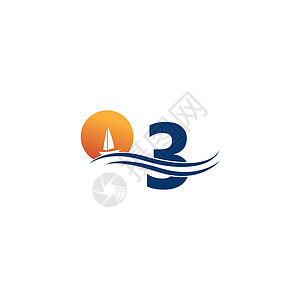 号标志与海洋景观图标模板字体晴天品牌海滩假期橙子热带海景海浪阳光背景图片