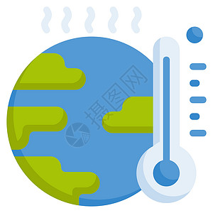 全球气候变暖全球变暖图标设计平面颜色样式插画