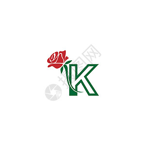 精品标志带玫瑰图标标志矢量模板的字母 K精品字体植物奢华插图品牌化妆品叶子数字沙龙插画