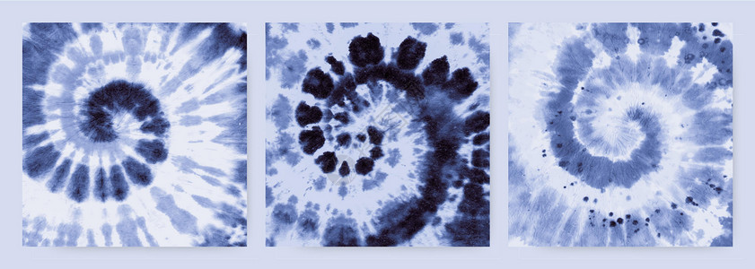 蓝色碎屑不同飘散效果免费下载靛蓝扎染螺旋 嬉皮衬衫面料 迷幻垃圾纺织品  70 年代的螺旋扎染效果 酷插画