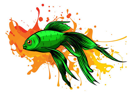 豆瓣鲫鱼制作橙色金鱼与气泡的空气矢量它制作图案插画