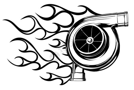 车运动充电器涡轮增压器带有火vecto的涡轮增压标志设计设计图片