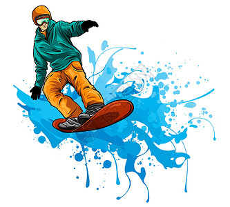 冬奥矢量插图设计剪影滑雪板与 stai插画