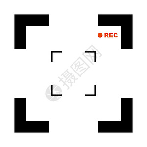 反光镜取景器框架数字显示相机矢量框架与 rec 记录模式中的相框屏幕环境运动光圈视频摄影生产电影展示单反插画