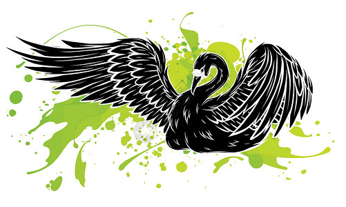 天鹅翅膀它制作图案在湖上滑翔的天鹅插画
