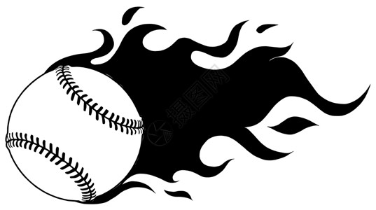 矢量图的垒球或棒球运动运动线在黑色和白色背景图片