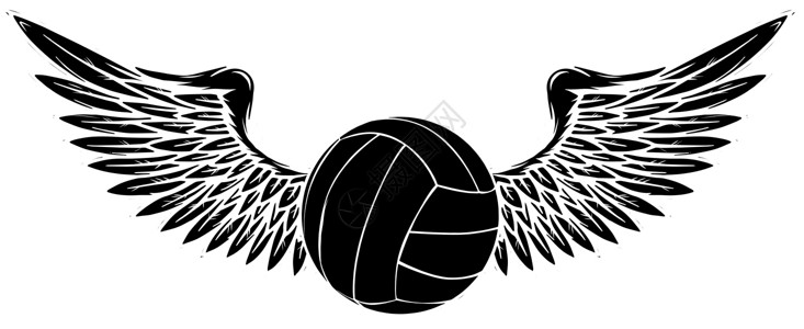 排球会徽设计运动排球会徽黑色剪影设计元素标志 vecto插画