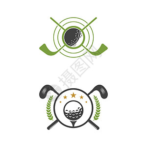 俱乐部图标高尔夫运动图标模板矢量图娱乐数字男人球童场地旗帜课程比赛球座竞赛插画