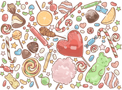 糖心糖果产品美味甜点焦糖棒巧克力糖果棉花糖果味果酱美味棒棒糖 se收藏卡通片巧克力贴纸草图棉布剪贴焦糖食物插图插画