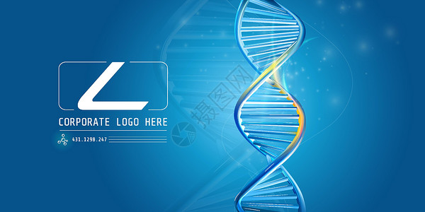 DNA螺旋式 蓝色背景的抽象公司标志高清图片