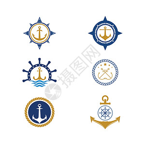 锚图标标志模板 vecto蓝色古董标识海洋血管金属队长海浪安全导航背景图片