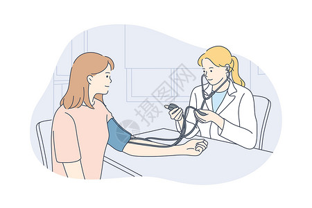 血压测量医疗保健检查措施医学概念插画