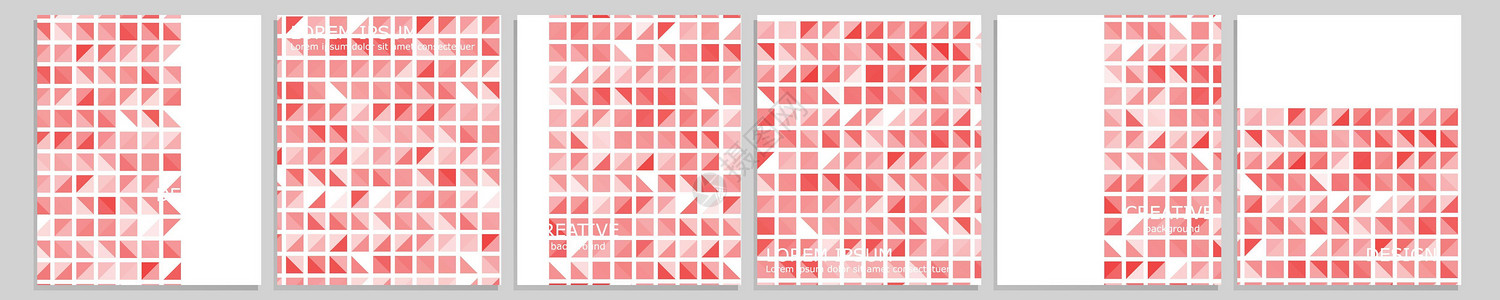 红色文案一组矢量封面笔记本设计 抽象红色最小三角形半色调模板设计用于笔记本纸文案小册子书籍杂志  Prin 的规划师和日记封面插画