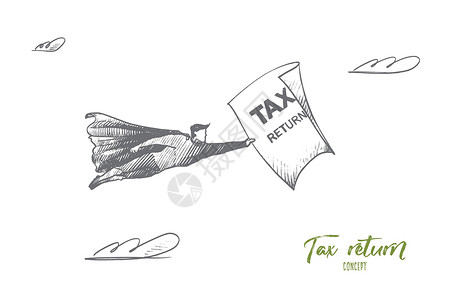 纳税申报概念 手绘孤立的矢量背景图片