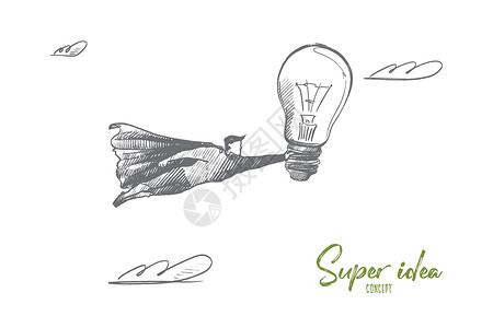 矢量电灯泡超级创意概念 手绘孤立的矢量设计图片
