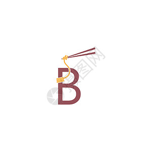 b级美食面条设计包裹着字母 B 图标模板插画
