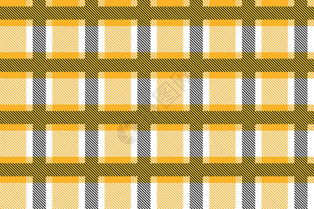方形格子橙色和白色苏格兰纺织无缝图案 织物质地检查格子呢格子 布料的抽象几何背景 单色图形重复设计 现代方形饰品插画