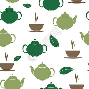 心茶茶无缝图案背景矢量图房子叶子生日绘画发电机饮料杯子早餐食物文化设计图片