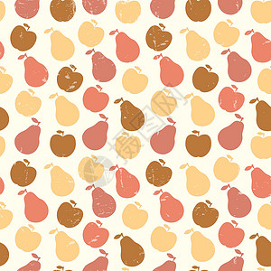 苹果和梨Grunge 复古矢量无缝模式的水果苹果和豌豆花园绘画红色植物叶子插图创造力纺织品装饰品绿色设计图片