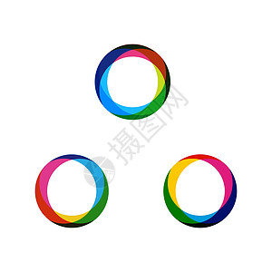 三个圆圈对话框圆形技术矢量图标设计商业游戏线条插图屏幕推介会高科技界面框架蓝色插画