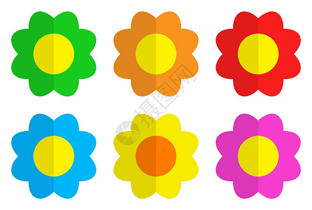 花图标平面设计 开花植物集 在白色上隔离的矢量图背景图片