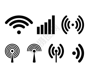 电波信号无线电波图标 网络广播符号集合 在白色上隔离的矢量插图集插画