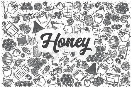 蜂蜜食用素材手绘蜂蜜矢量涂鸦集插画