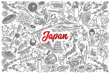 手绘日本涂鸦集与 letterin高清图片