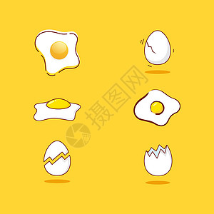 鸡蛋炒双菇美味的鸡蛋矢量图标设计它制作图案厨房营养裂缝晴天油炸插图蛋黄蛋壳家禽饮食设计图片