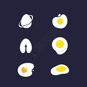 鸡蛋炒双菇美味的鸡蛋矢量图标设计它制作图案插图饮食蛋黄美食裂缝蛋壳食物营养午餐平底锅设计图片