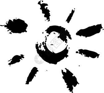太阳下农庄太阳矢量抽象画笔手绘阳光纹理在黑色素描简单图案上隔离在白色背景描边形状设计图片