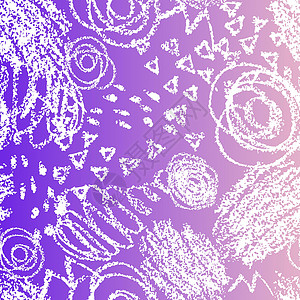 埃斯库查尔矢量无缝模式与画笔描边和点 粉色紫色渐变背景上的白色 手绘田庄纹理 墨水几何元素 时尚现代风格 异常 看起来像查尔设计图片