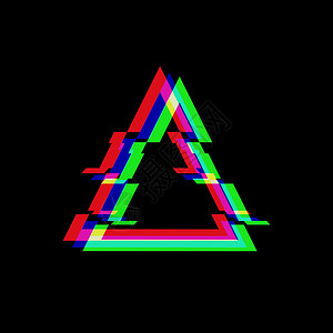 小三角形小故障样式中三角形的矢量符号 在黑色背景上孤立的几何故障图标 现代数字像素扭曲设计 电视视频错误形状设计图片