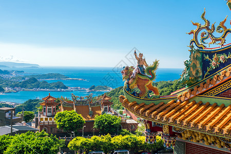 瑞芳台北吉芬老街寺庙文化蓝色天空城市旅行地标建筑村庄建筑学宗教背景