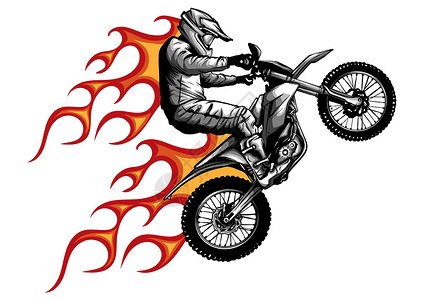 胎监摩托车与火和火焰矢量图热情运输艺术速度岩石自行车运动烧伤文化发动机设计图片
