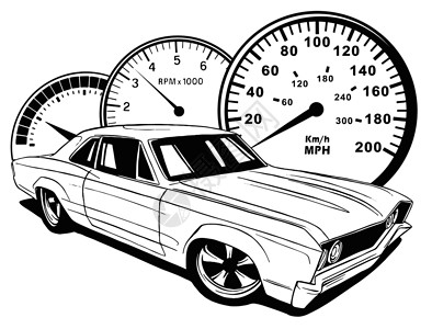 复古肌肉车矢量图  Reto 汽车的老式海报 孤立在白色的旧手机车库速度贴纸机械引擎艺术插图车辆运输标签插画