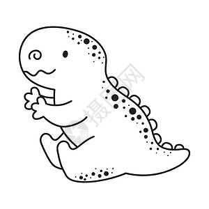 米亚基尼诺轮廓素描风格的可爱恐龙 有趣的卡通恐龙儿童卡片婴儿淋浴衬衫生日邀请室内 波希米亚幼稚矢量图明信片庆典装饰荒野打印剪贴簿苗圃草图野插画