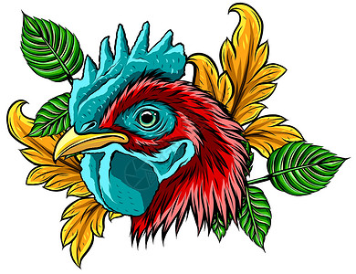 鸟头鸡公鸡头吉祥物矢量图设计团队家禽羽毛农业插图荒野动物大学卡通片母鸡插画
