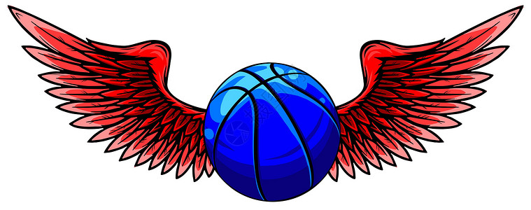篮球矢量图带翅膀的篮球运动会徽 它制作图案矢量图插画