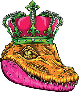 女王鳄鱼矢量图设计的头插画