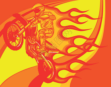 摩托车骑士摩托车越野赛跳跃与抽象它制作图案运动运输锦标赛车辆游戏比赛赛车耐力赛团队车轮插画
