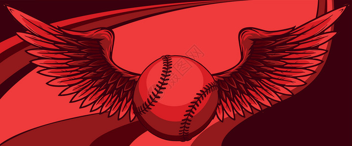 翼装锦标赛它制作图案的带翼棒球球矢量艺术星星秃鹰翅膀鞋带丝带游戏报酬快节奏运动插画