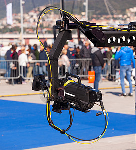 起重机的摄像机操作员电子产品录影机居住电影转播技术清晰度频道摄像师背景图片