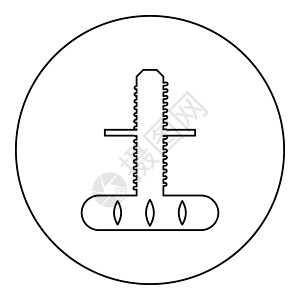 可调节支撑家具腿图标圆圈黑色矢量图解实心轮廓样式图像持有者插图物品圆形背景图片